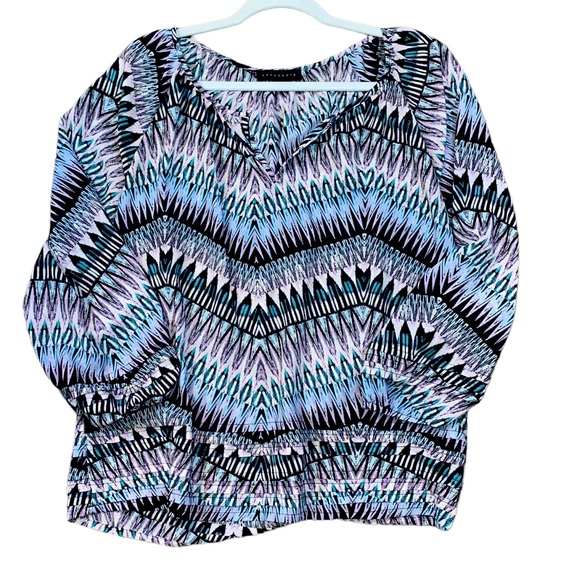 Sanctuary Tops - Sanctuary LS Blue Geo Print Top